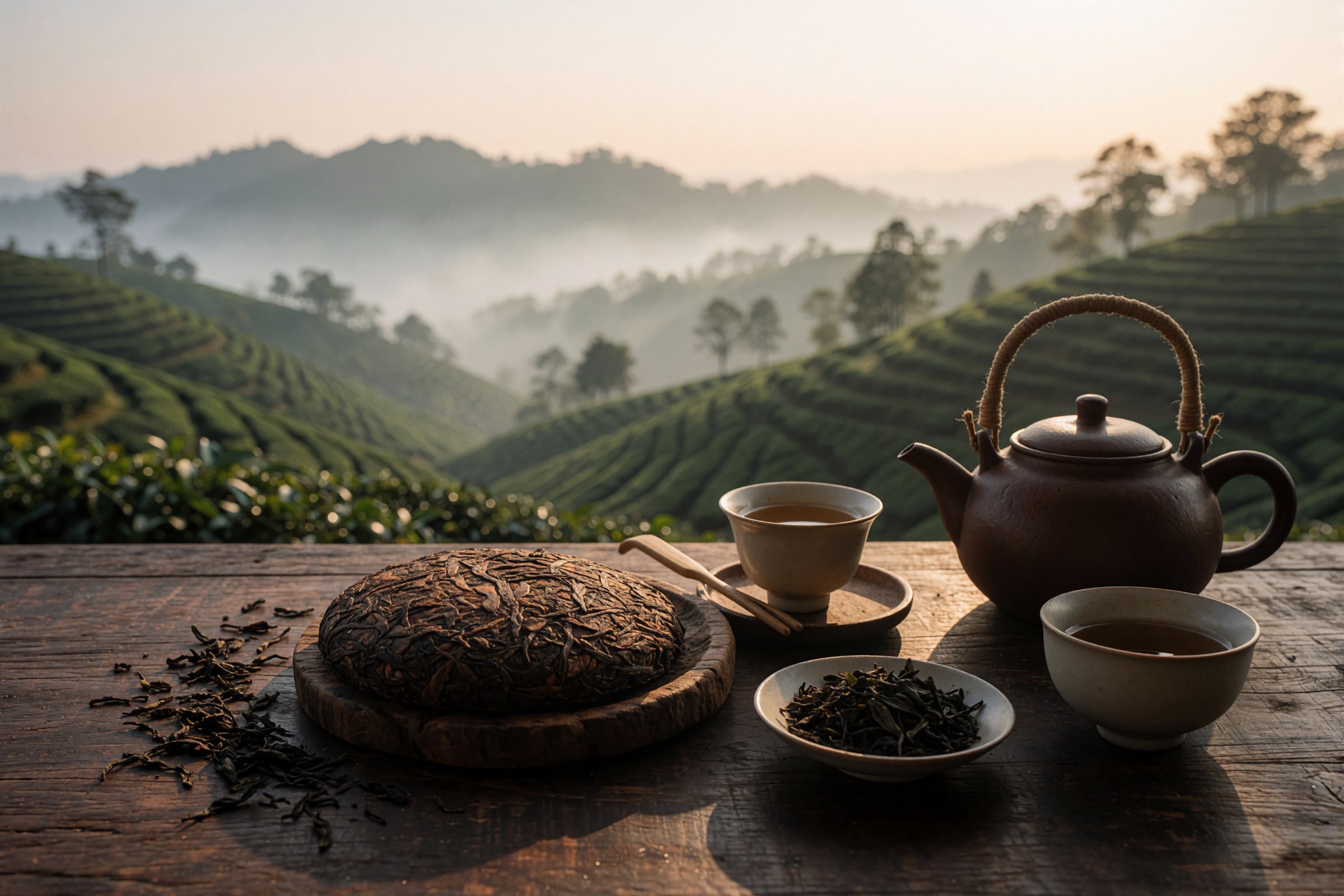 Tea tasting room with Yunnan tea culture setting